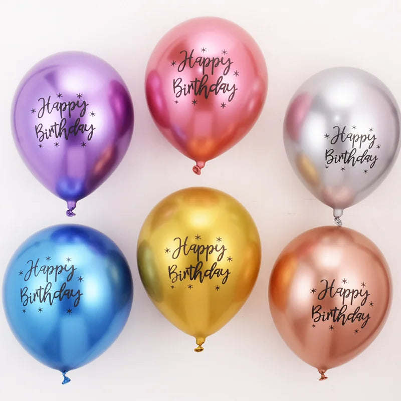 בלוני כרום עם הדפס "Happy Birthday" – 7 צבעים, 10 עד 30