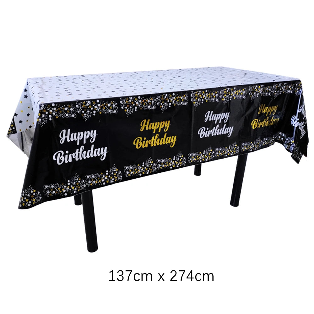 כלים חד-פעמיים שחור-זהב "Happy Birthday" – צלחות, כוסות, מפיות וסטים – תמונה 6