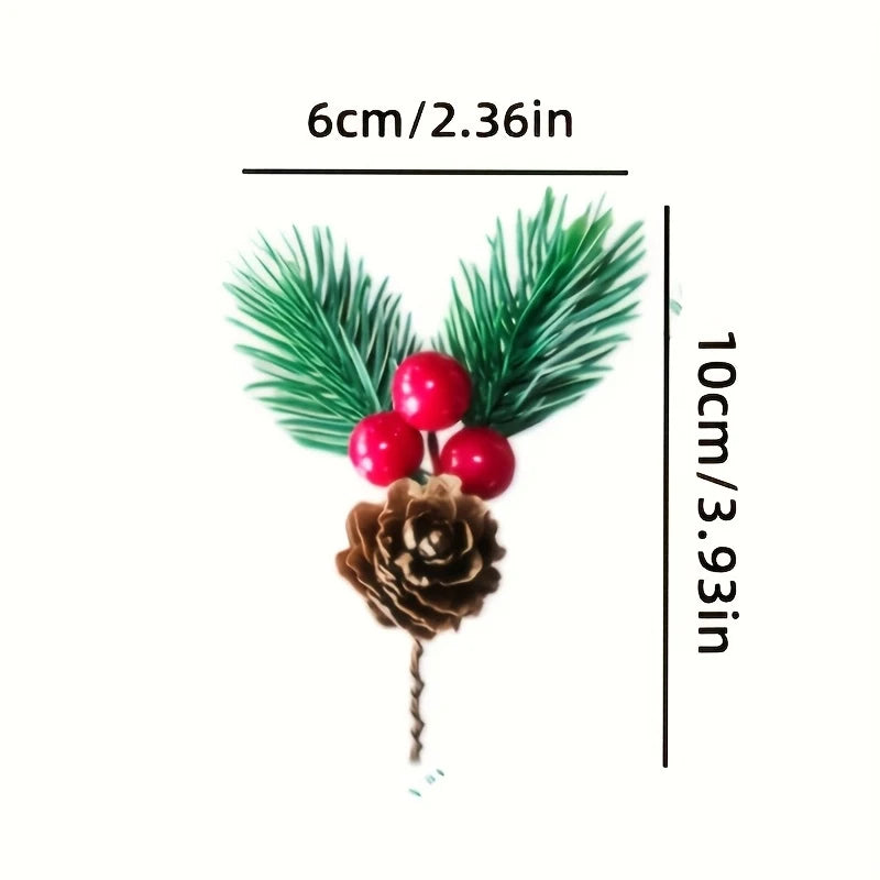 12 אצטרובלים עם פירות אדומים – קישוט לעץ האשוח – תמונה 4