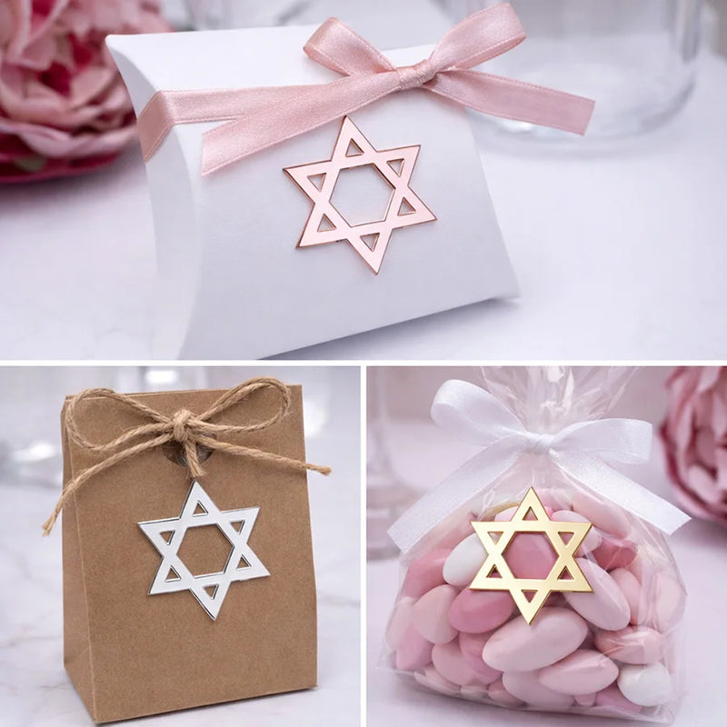 50 מדבקות מגן דוד במראה – לעטיפת מתנות חנוכה, 3 ס״מ