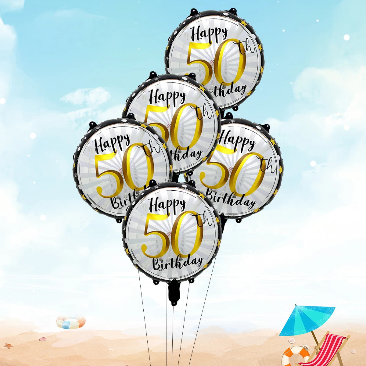 5 בלוני "Happy Birthday" ליום הולדת עגול – 21, 30, 40, 50 או 60 – תמונה 6