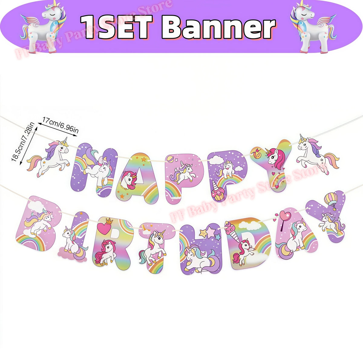 כלים חד-פעמיים בעיצוב חד-קרן – צלחות, כוסות, מפיות ומפה – תמונה 9