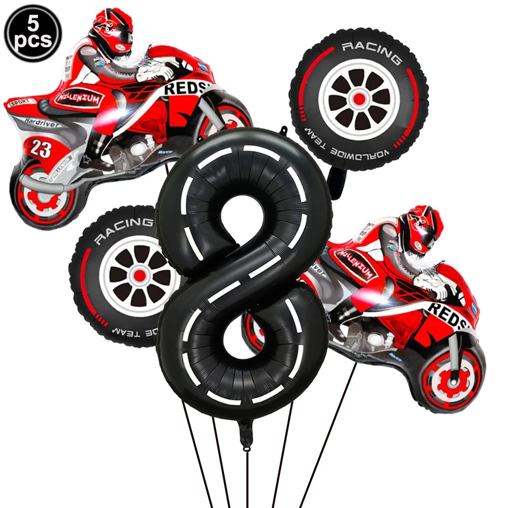 סט בלוני אופנועי מרוץ עם ספרה שחורה – 1–9 – תמונה 14