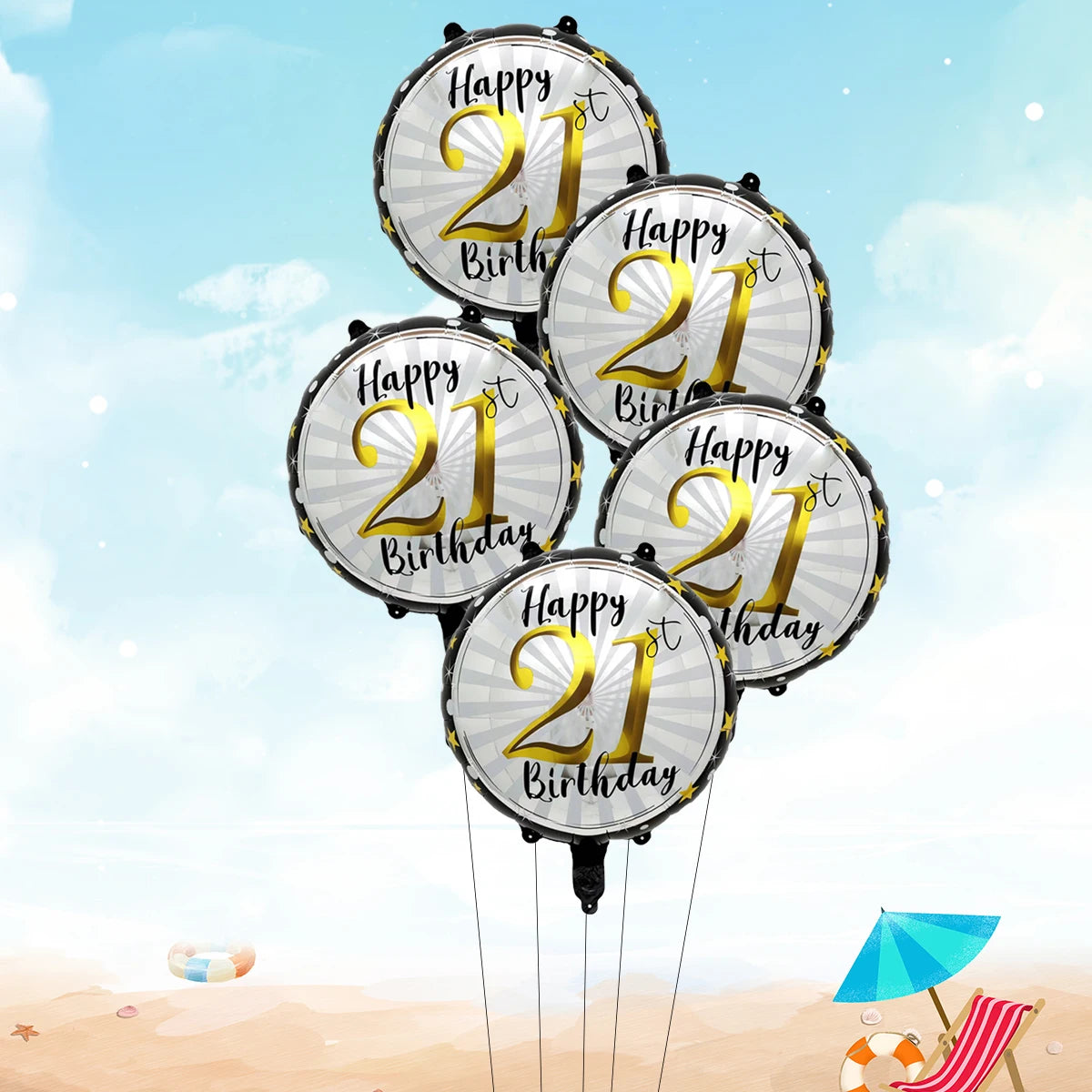 5 בלוני "Happy Birthday" ליום הולדת עגול – 21, 30, 40, 50 או 60 – תמונה 4