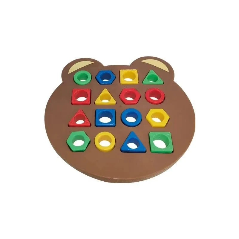 משחק התאמת צורות וצבעים – לוח דוב עם 16 קוביות