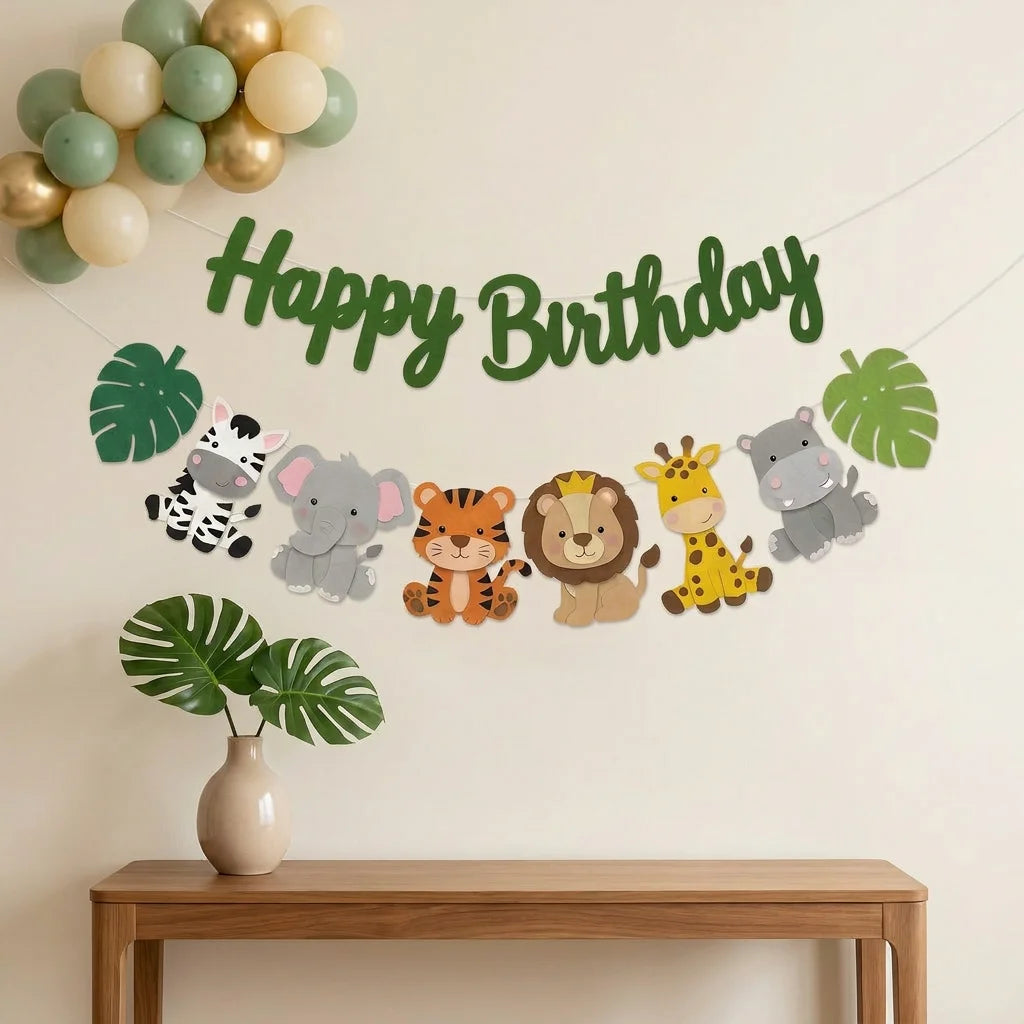שרשרת לבד "Happy Birthday" עם חיות ג׳ונגל – תמונה 3
