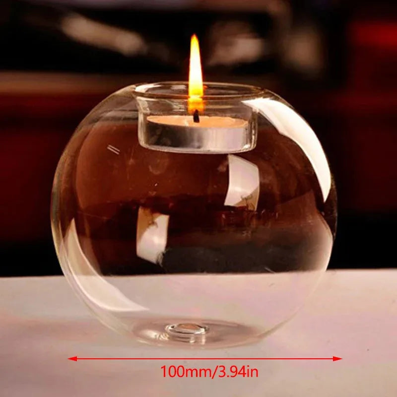 פמוט כדור זכוכית לנר טי-לייט לשולחן החג – 8, 10 או 12 ס״מ – תמונה 5