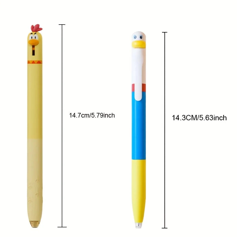 4 עטי ג׳ל מצחיקים עם ראש של תרנגול – לוחצים על הראש – תמונה 3
