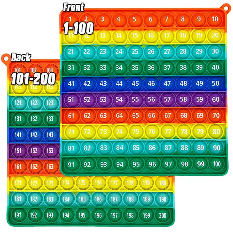 פופ-איט ספירה 1–200 בצבעי הקשת