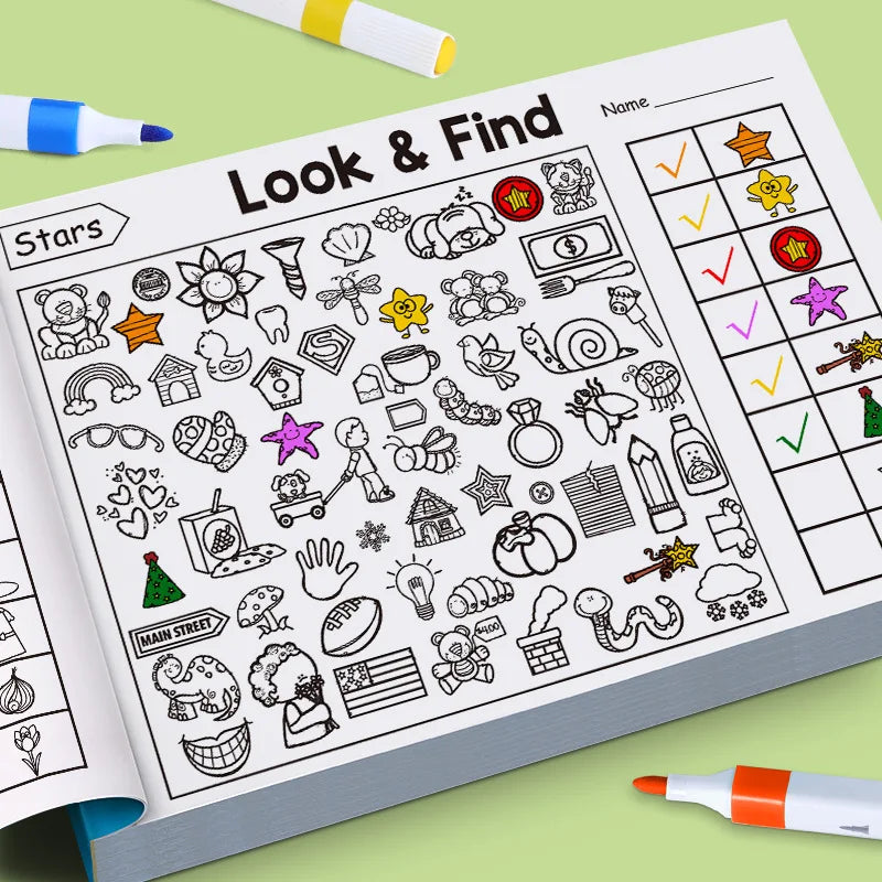 Coloring page from the activity book partly filled in