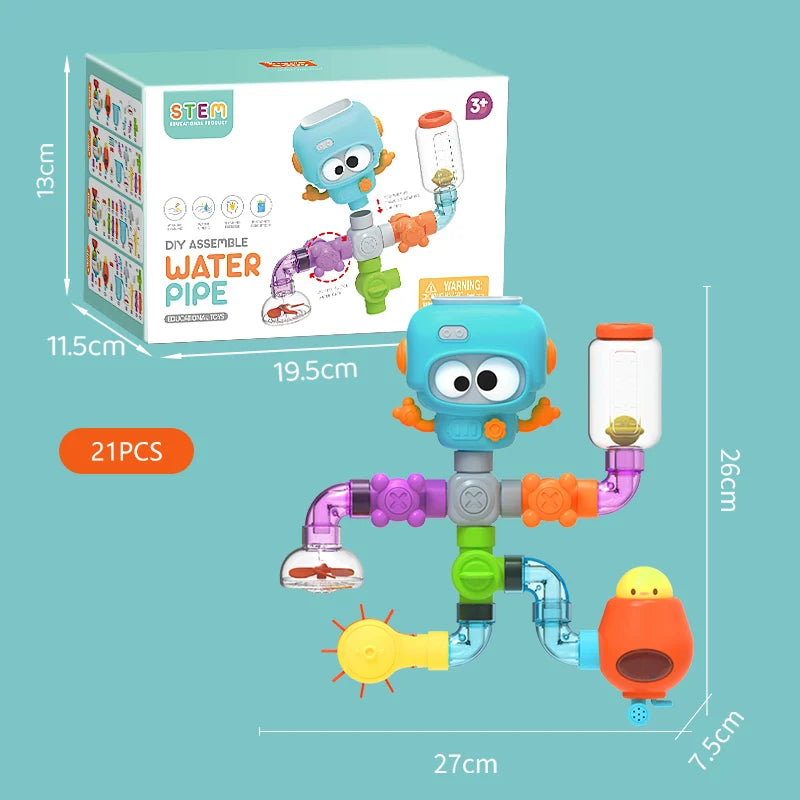 ערכת צינורות וגלגלים לאמבטיה – בונים מסלול מים – תמונה 6