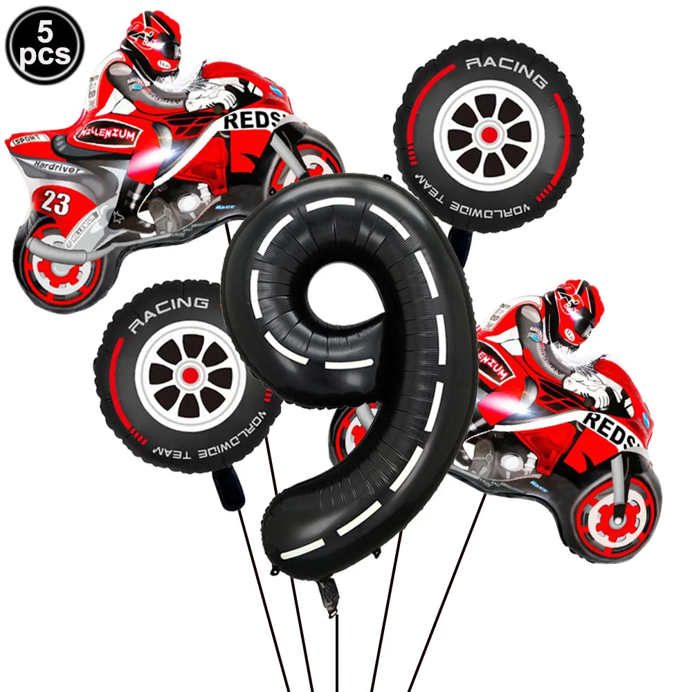 סט בלוני אופנועי מרוץ עם ספרה שחורה – 1–9 – תמונה 15