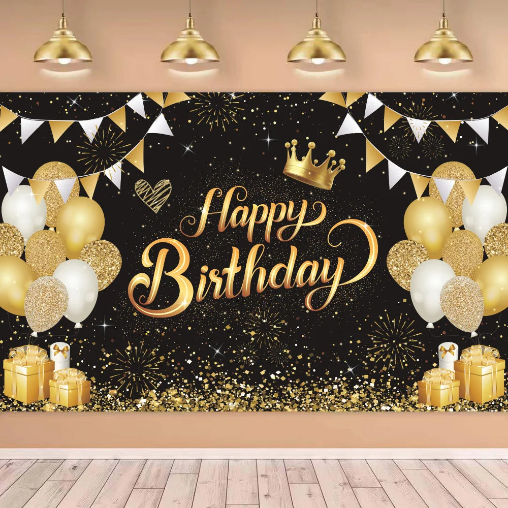 כלים חד-פעמיים שחור-זהב "Happy Birthday" – צלחות, כוסות, מפיות וסטים – תמונה 5