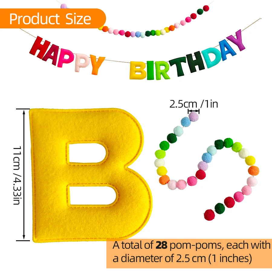 שרשרת "Happy Birthday" צבעונית בתלת-ממד – תמונה 4