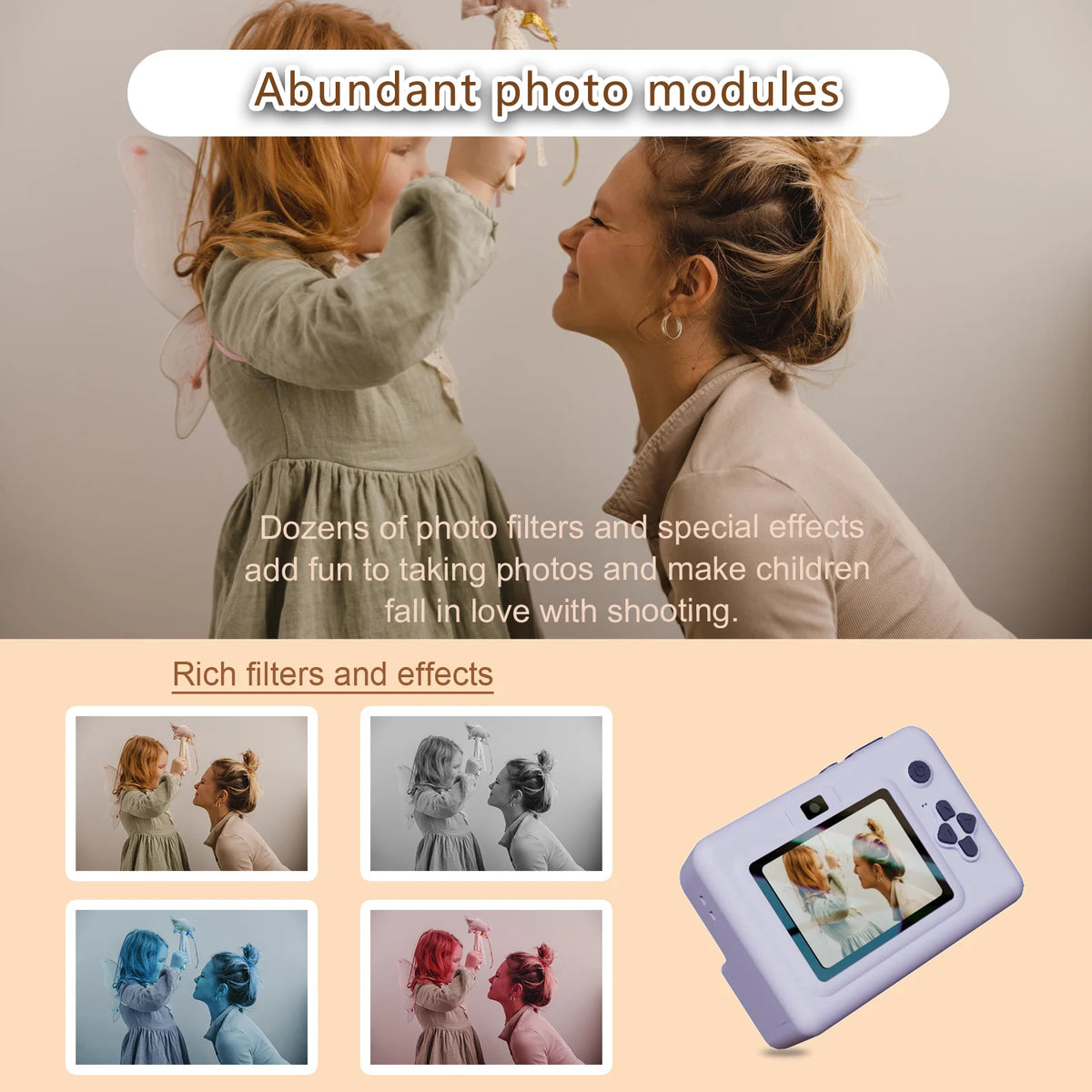 Child smiling while the camera prints a photo