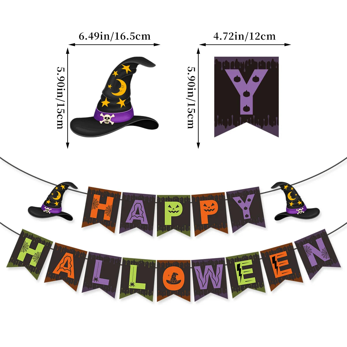 שרשרת דגלונים להאלווין – Happy Halloween, רוחות, דלעות ועוד