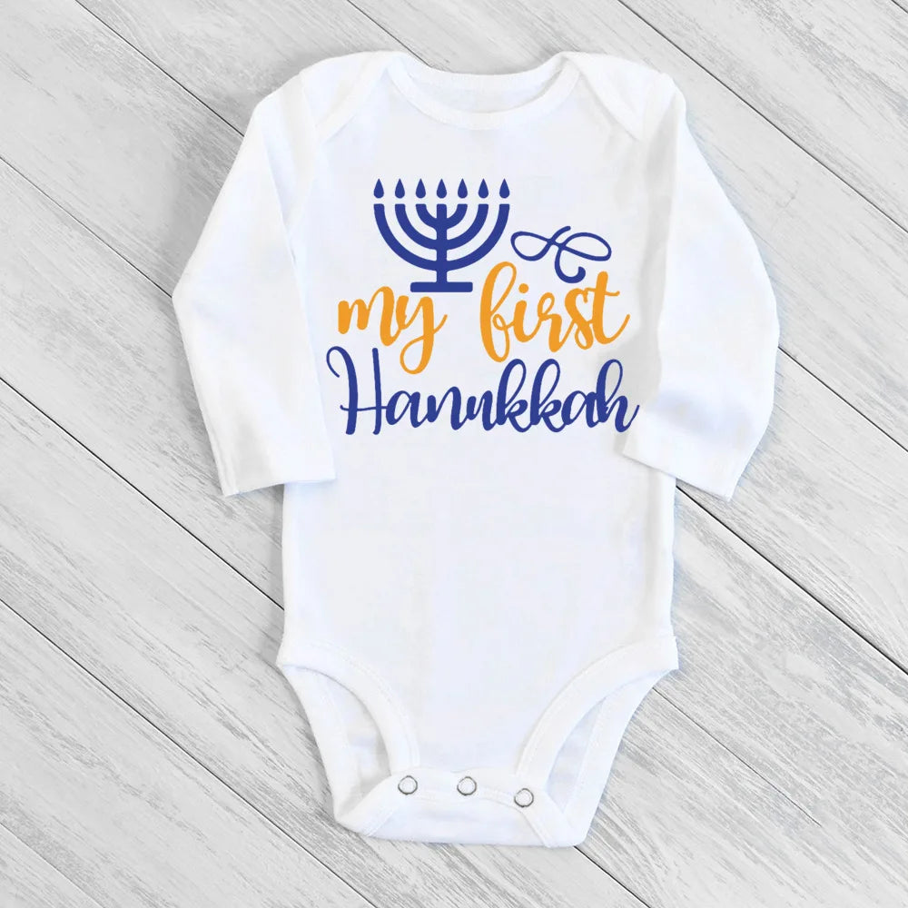 בגד גוף לתינוק "My First Hanukkah" – לחנוכה הראשון, 3 עד 24 חודשים – תמונה 5