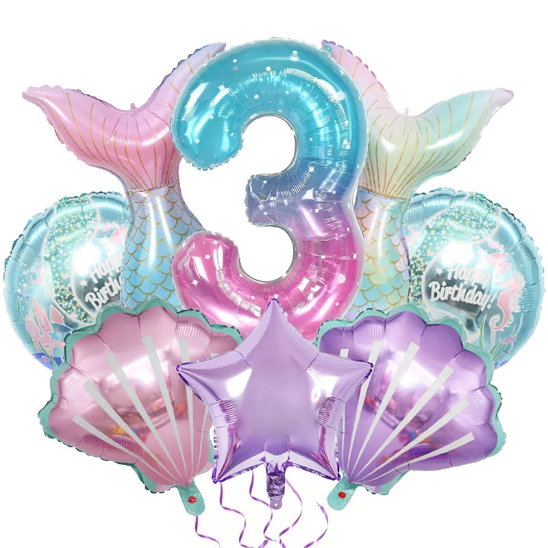 סט 8 בלוני בת ים עם בלון ספרה – ספרות 1–9 – תמונה 5