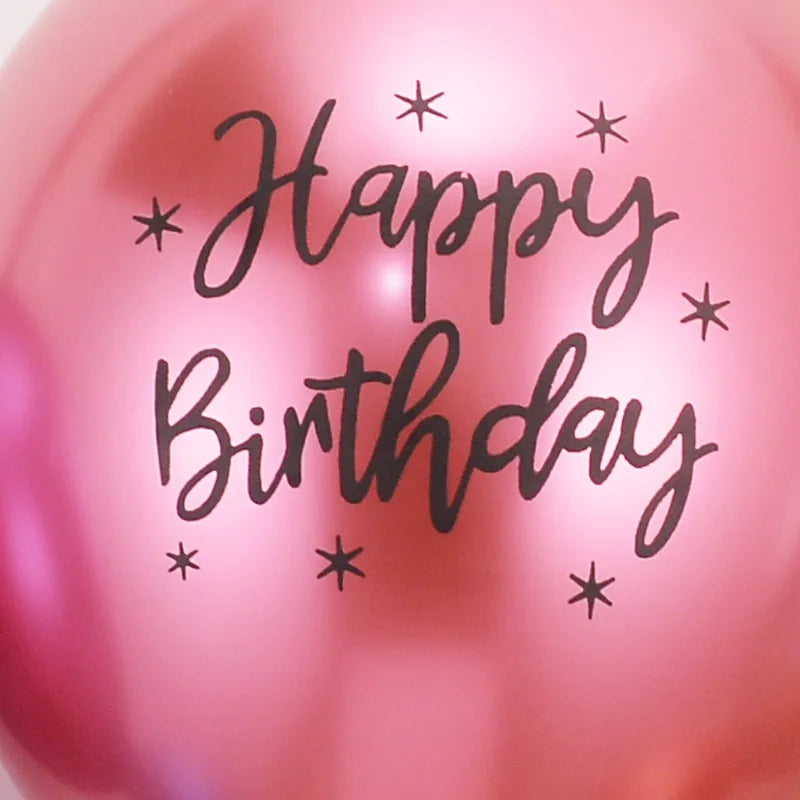 בלוני כרום עם הדפס "Happy Birthday" – 7 צבעים, 10 עד 30 – תמונה 2