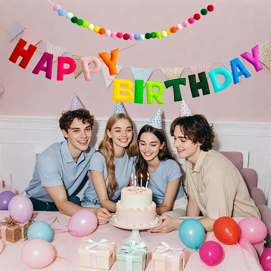 שרשרת "Happy Birthday" צבעונית בתלת-ממד – תמונה 5
