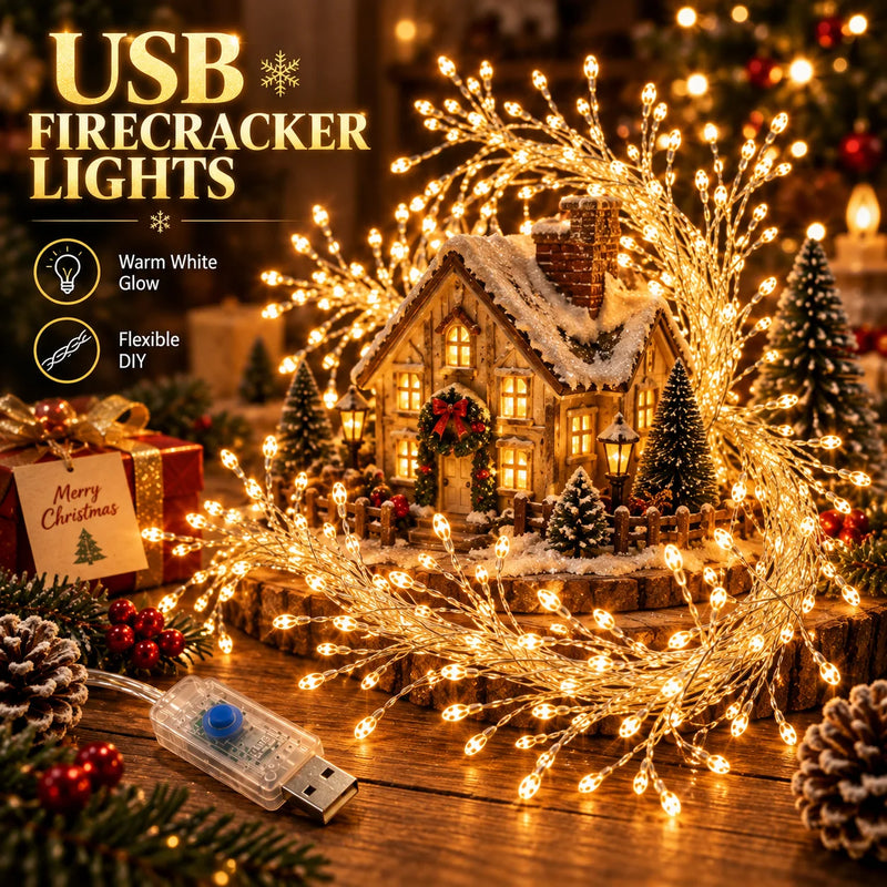 שרשרת אורות צפופה לסילבסטר – 100 או 200 נורות, USB, 8 מצבי תאורה