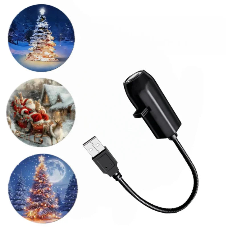 מקרן חג המולד לתקרה – סנטה במזחלת ועץ אשוח, USB – תמונה 7