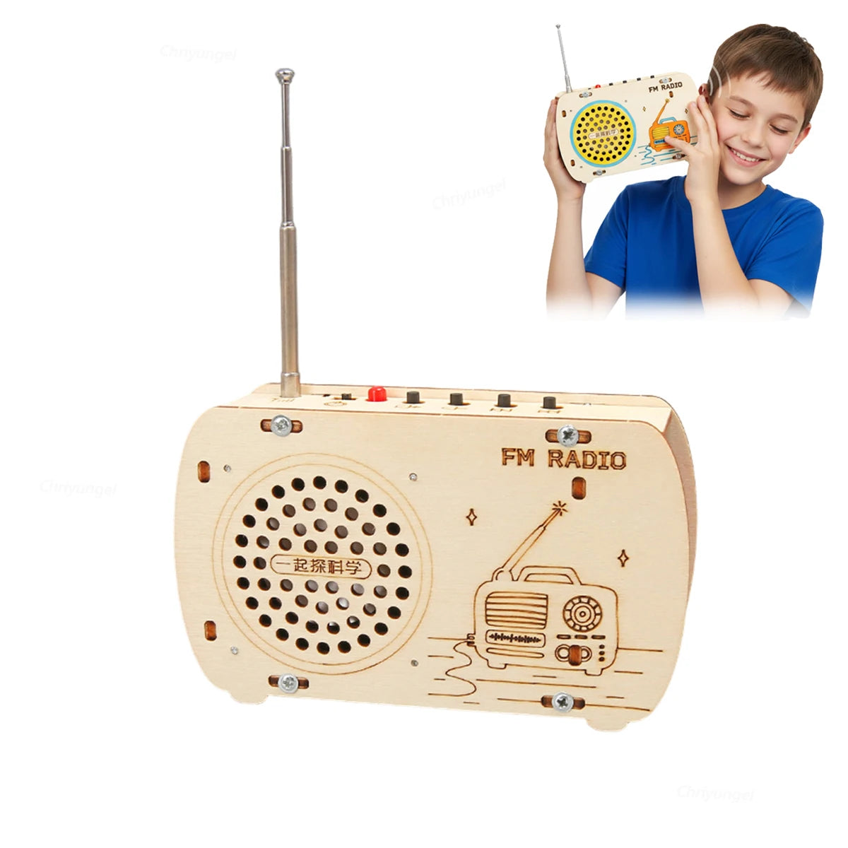 ערכת רדיו FM מעץ להרכבה עצמית לילדים