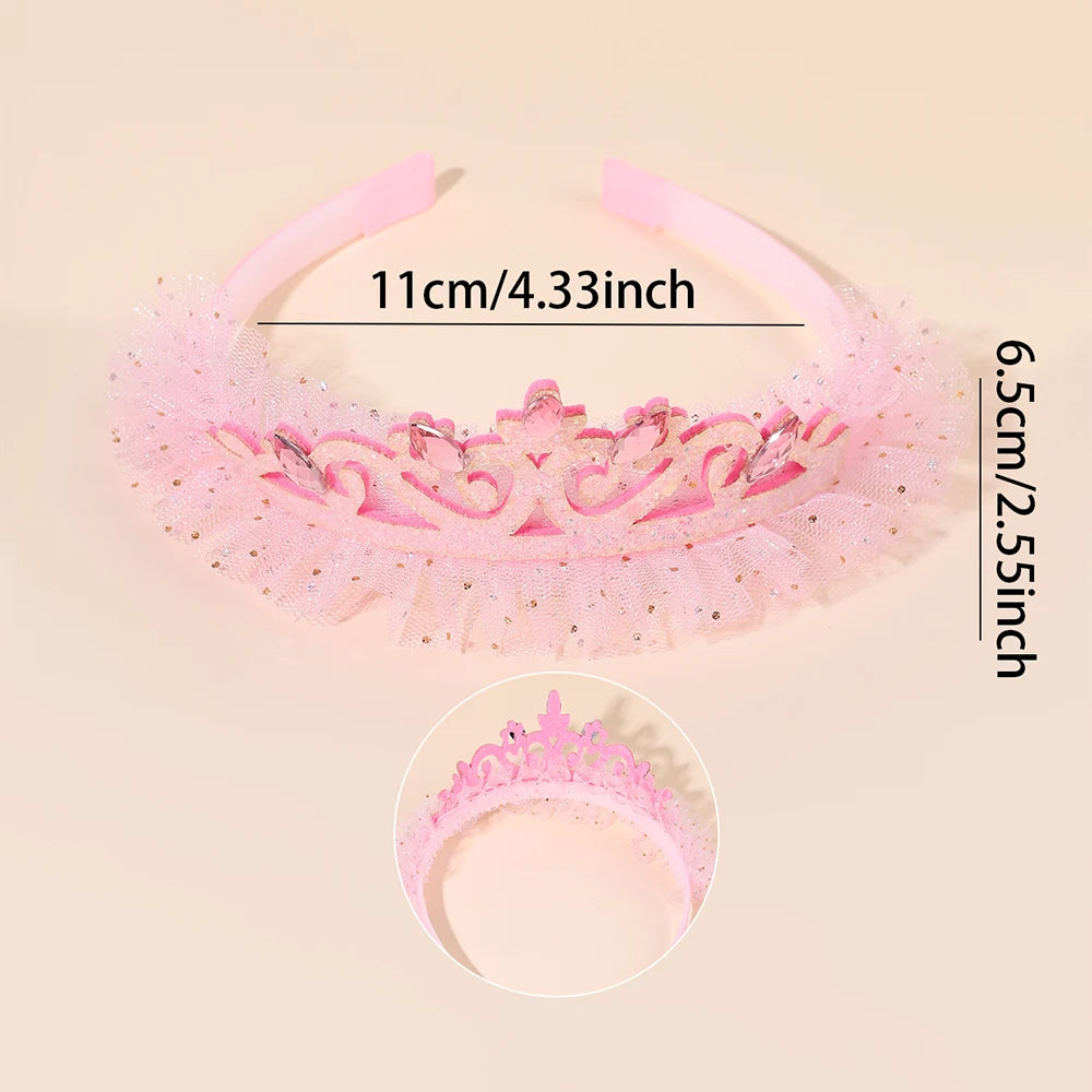 קשת כתר נסיכה נוצצת עם טול לילדות – 4 צבעים – תמונה 4