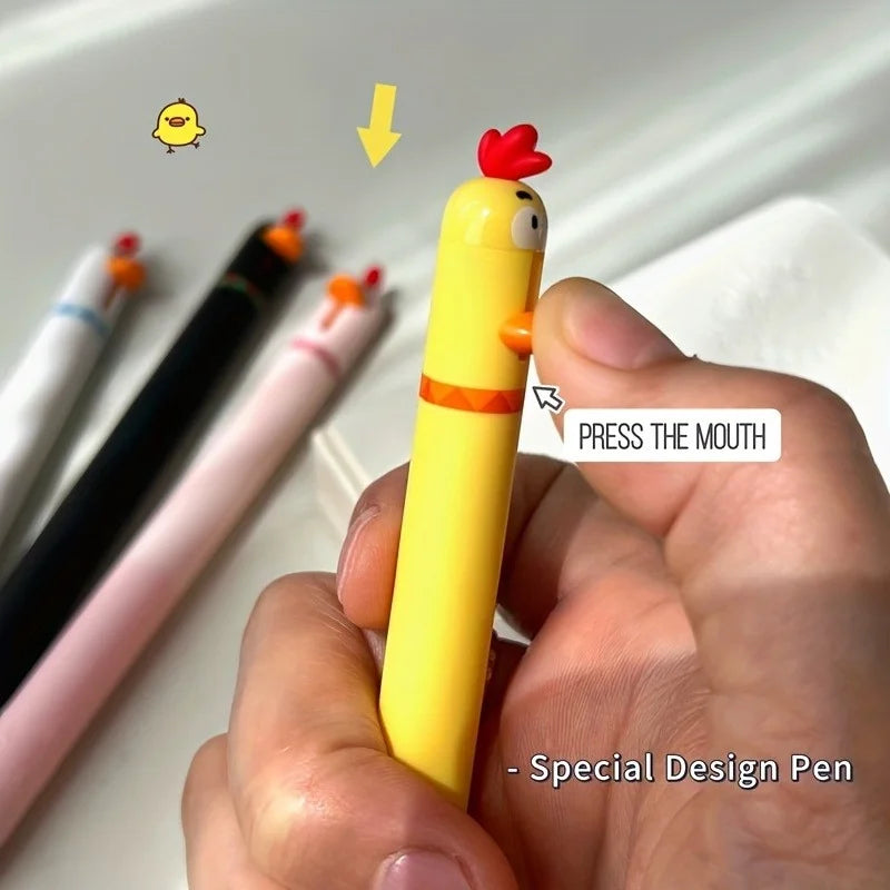 4 עטי ג׳ל מצחיקים עם ראש של תרנגול – לוחצים על הראש – תמונה 4