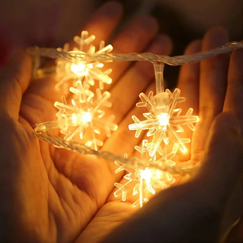 שרשרת פתיתי שלג מאירים לסילבסטר – לבן חם או קר, USB או סוללות, 1.5 עד 10 מטר – תמונה 2