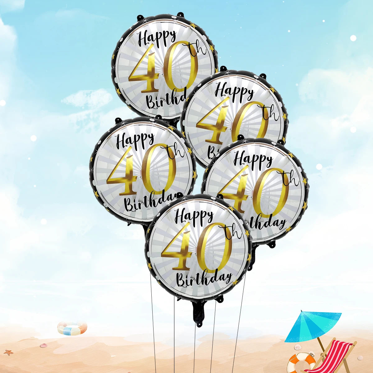 5 בלוני "Happy Birthday" ליום הולדת עגול – 21, 30, 40, 50 או 60 – תמונה 5