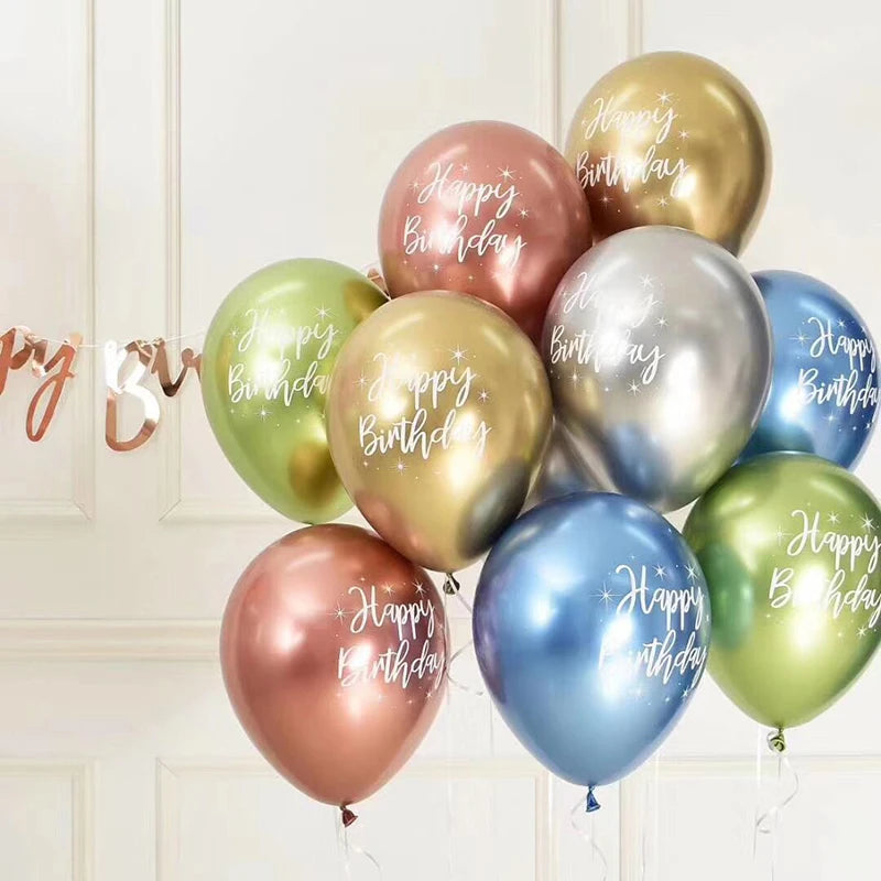 בלוני כרום עם הדפס "Happy Birthday" – 7 צבעים, 10 עד 30 – תמונה 6