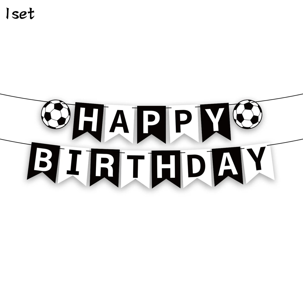 קישוטי כדורגל ליום הולדת – שרשרת Happy Birthday וספירלות תלייה – תמונה 7