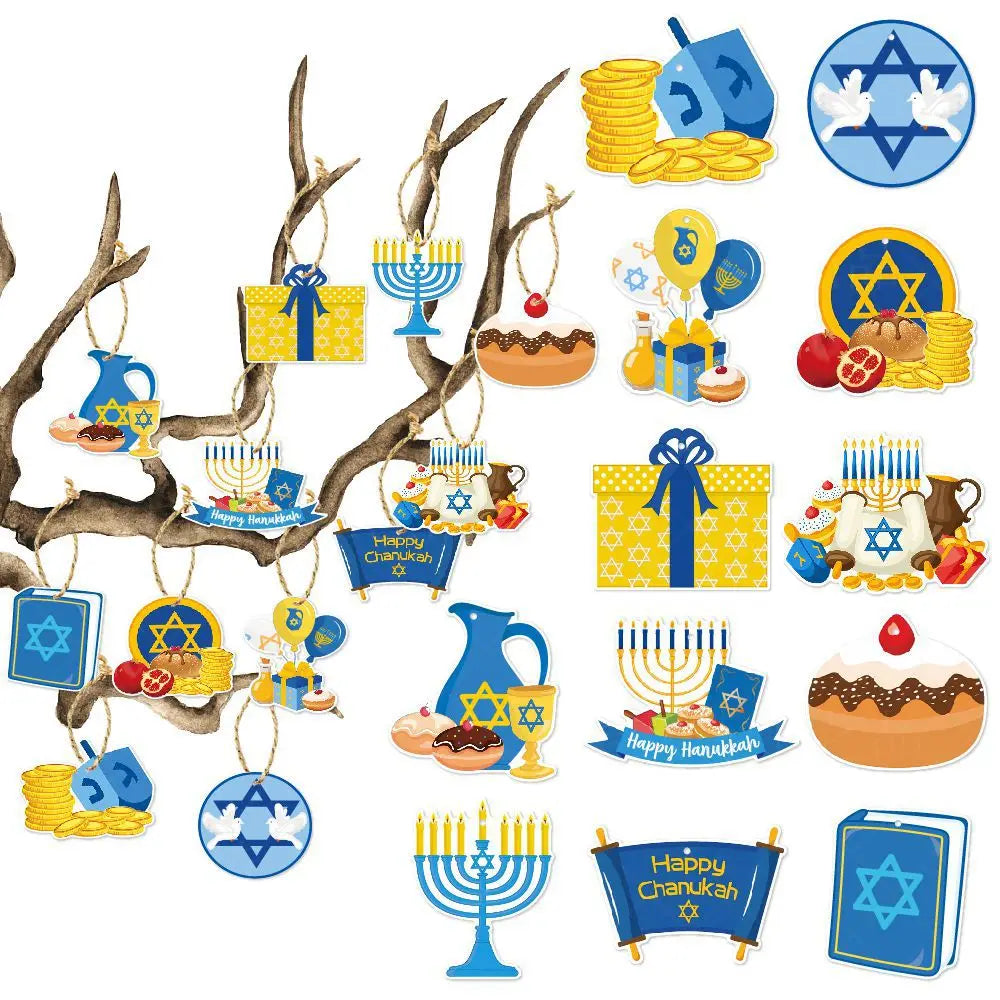 ספירלות וקישוטי תלייה לחנוכה – סביבון, כד שמן, סופגניה ועוד – תמונה 3