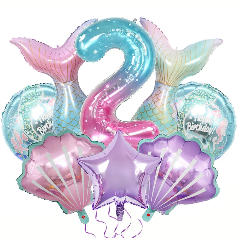 סט 8 בלוני בת ים עם בלון ספרה – ספרות 1–9 – תמונה 4