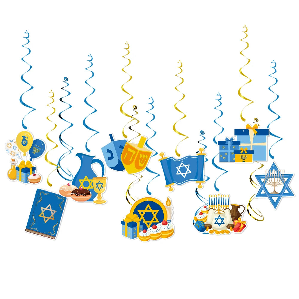 ספירלות וקישוטי תלייה לחנוכה – סביבון, כד שמן, סופגניה ועוד – תמונה 6