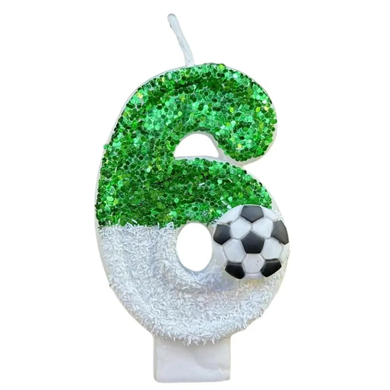 נר ספרה ליום הולדת עם כדורגל – ירוק נוצץ, 0–9 – תמונה 9