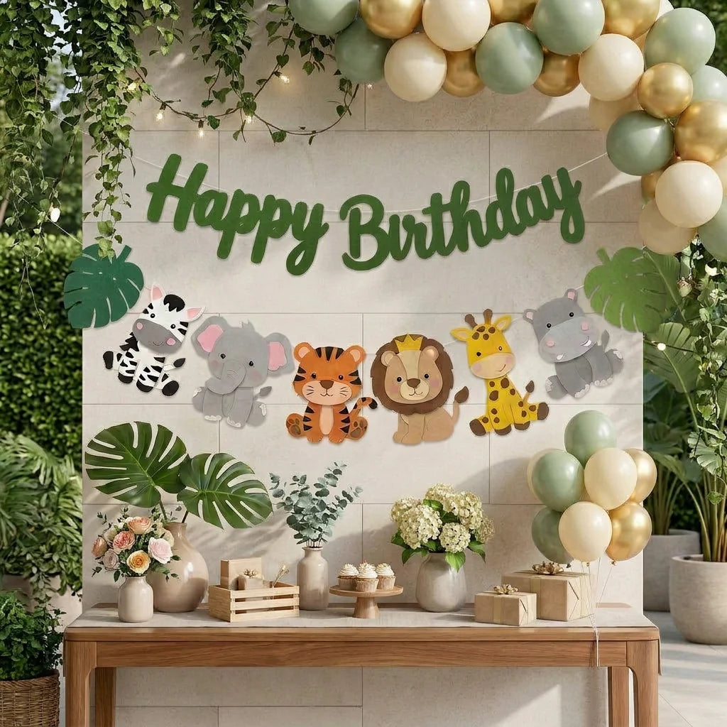 שרשרת לבד "Happy Birthday" עם חיות ג׳ונגל – תמונה 5