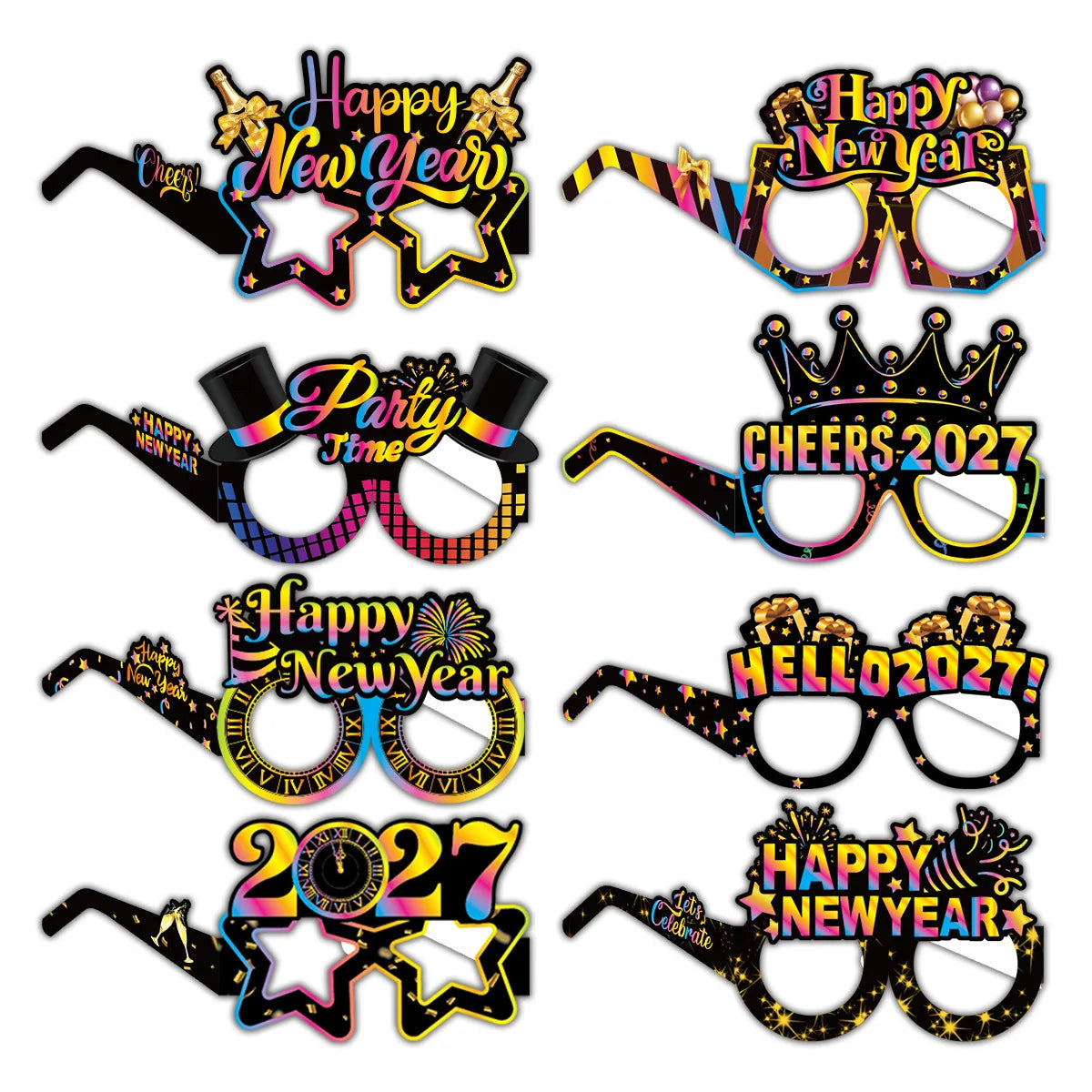 משקפי נייר "2027" ו-"Happy New Year" למסיבת סילבסטר – תמונה 12