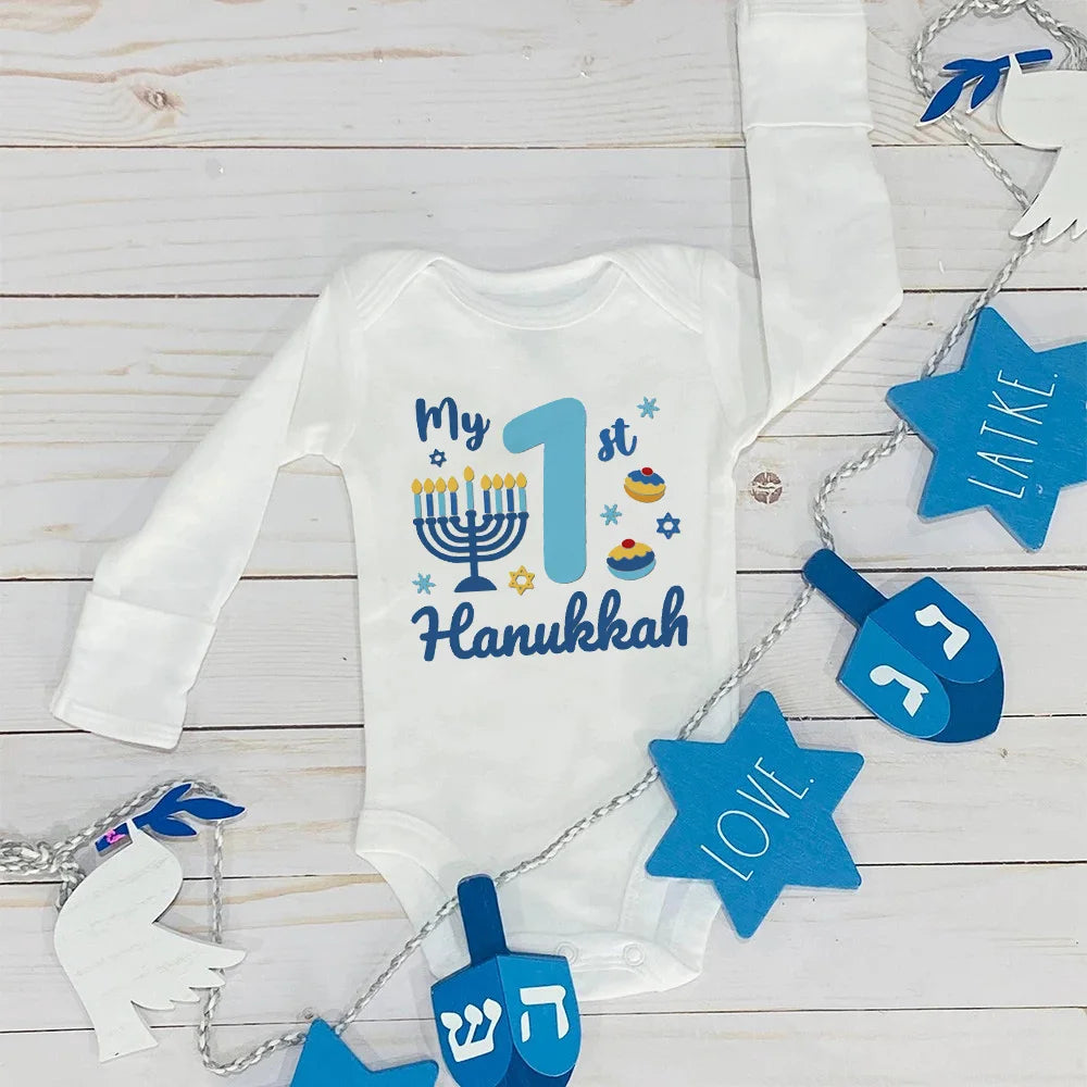 בגד גוף לתינוק "My First Hanukkah" – לחנוכה הראשון, 3 עד 24 חודשים