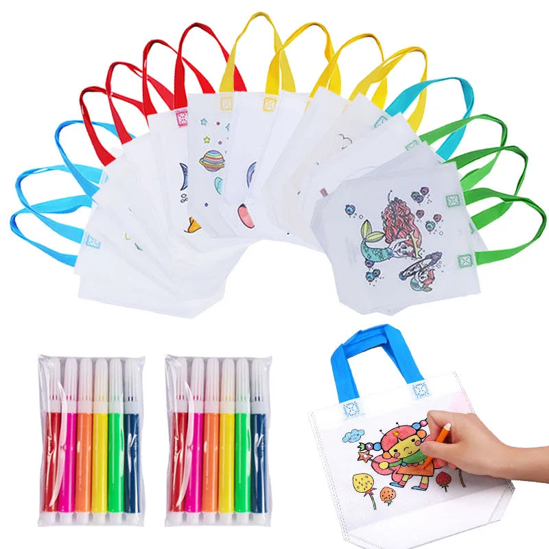 תיקי בד לצביעה – עם טושים
