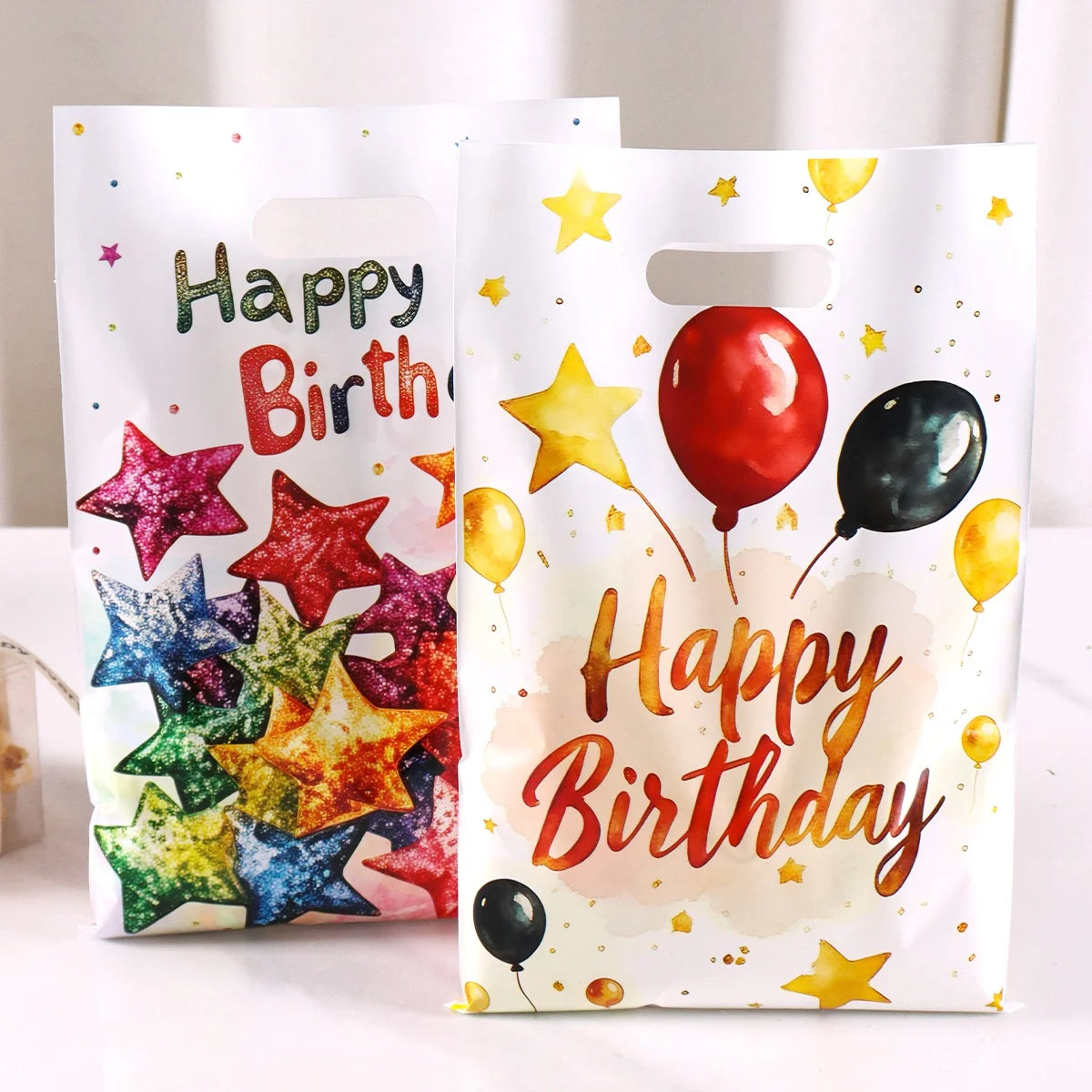 Pack of happy birthday party gift bags ready for kids' party favors
