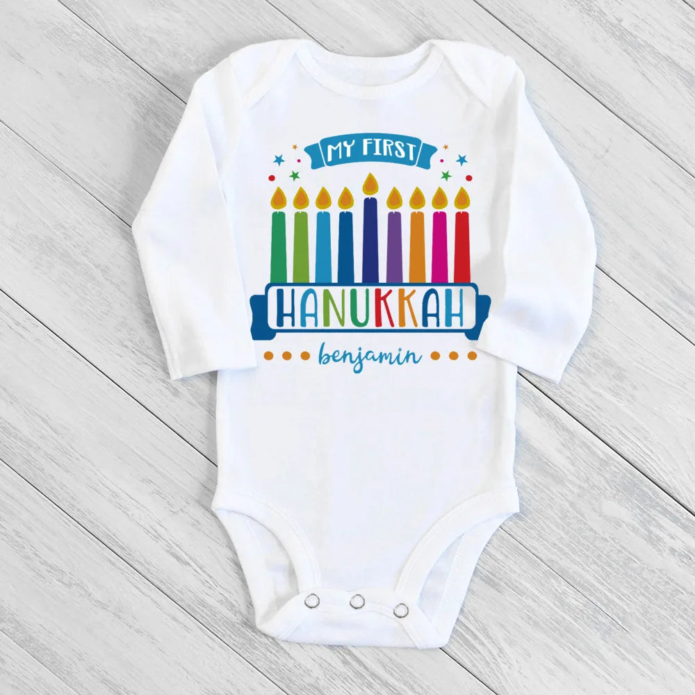 בגד גוף לתינוק "My First Hanukkah" – לחנוכה הראשון, 3 עד 24 חודשים – תמונה 6