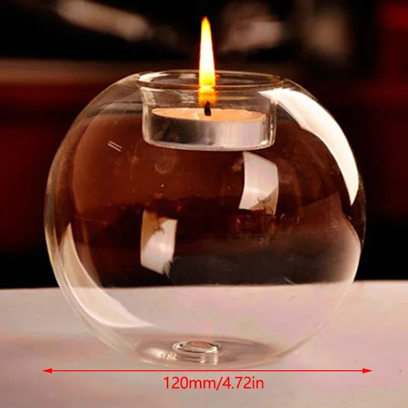 פמוט כדור זכוכית לנר טי-לייט לשולחן החג – 8, 10 או 12 ס״מ – תמונה 6