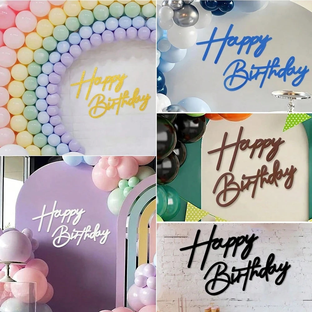 שלט "Happy Birthday" בכתב יד מלבד – 7 צבעים