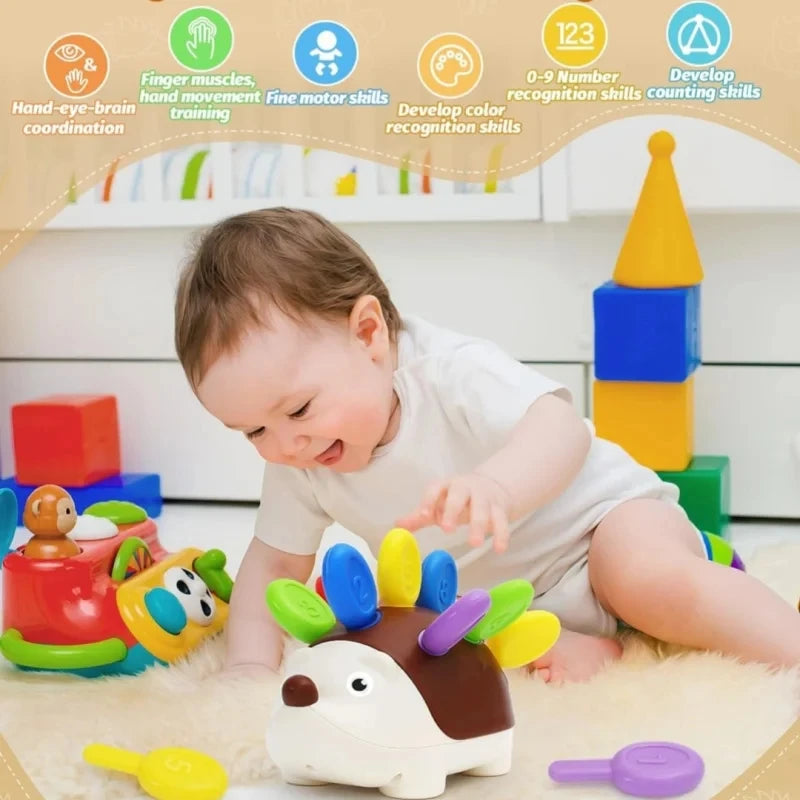 קיפוד מונטסורי לפעוטות – קוצים בצבעים ובמספרים – תמונה 3