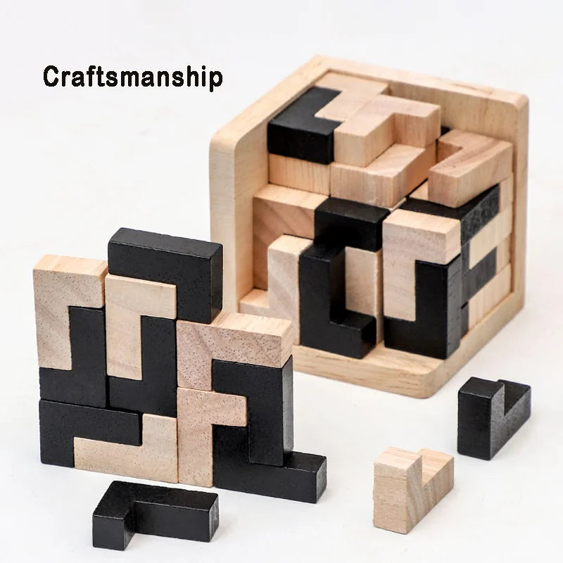 חידת קובייה מעץ – מרכיבים 3D מחלקים – תמונה 3