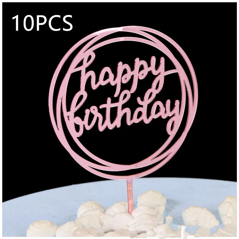 טופר "Happy Birthday" לעוגה מאקריליק – זהב, כסף או שחור – תמונה 6