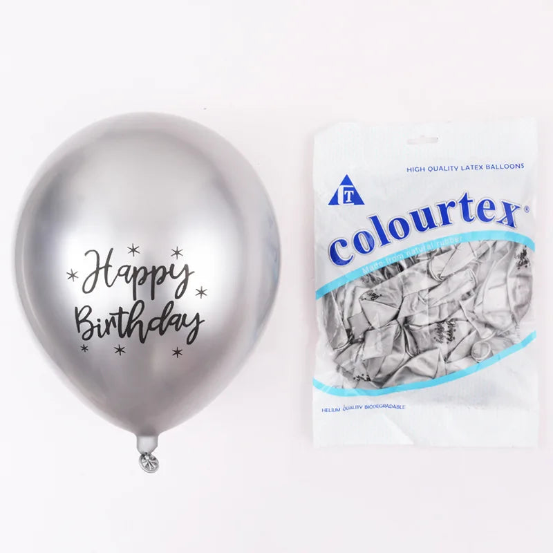 בלוני כרום עם הדפס "Happy Birthday" – 7 צבעים, 10 עד 30 – תמונה 8