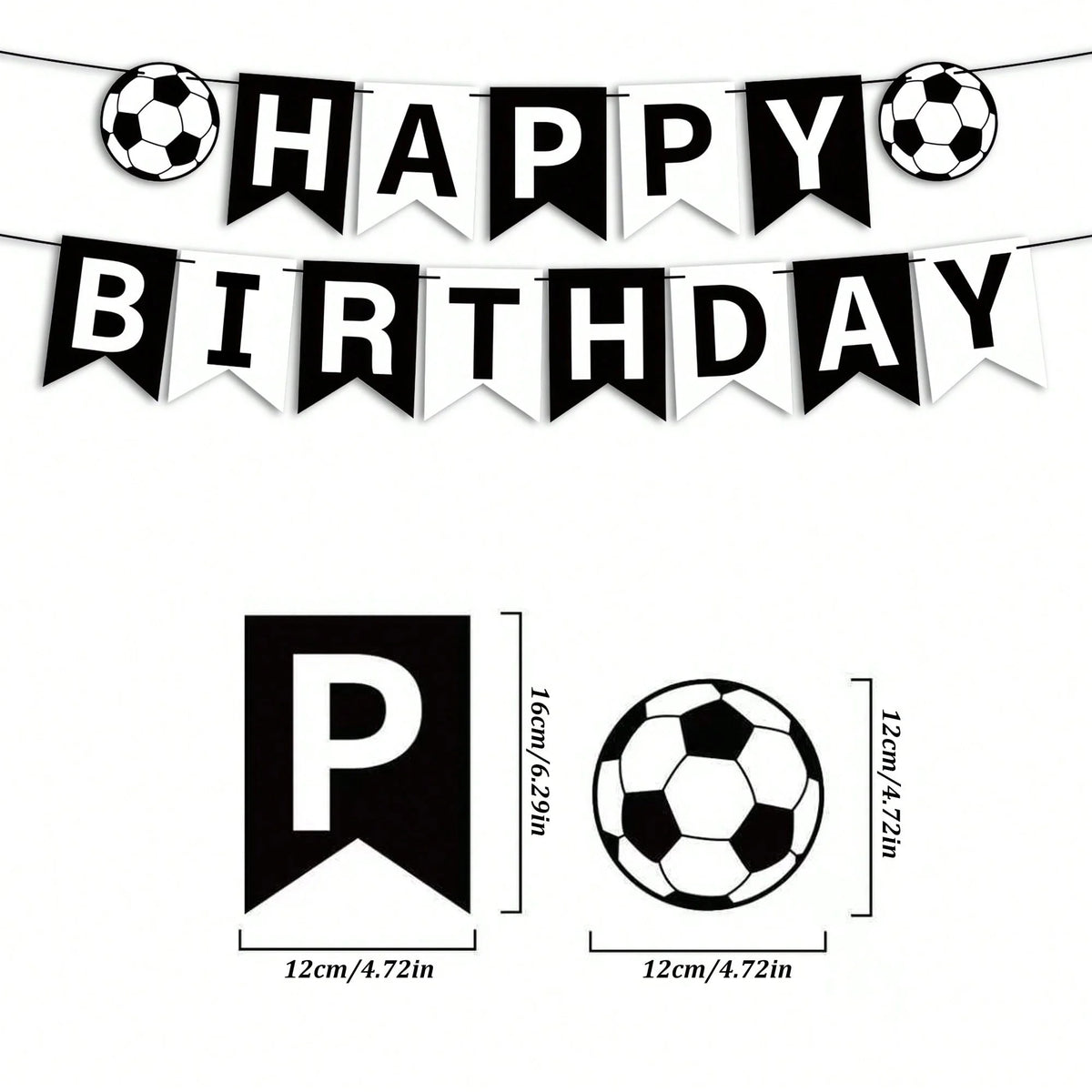 קישוטי כדורגל ליום הולדת – שרשרת Happy Birthday וספירלות תלייה – תמונה 6
